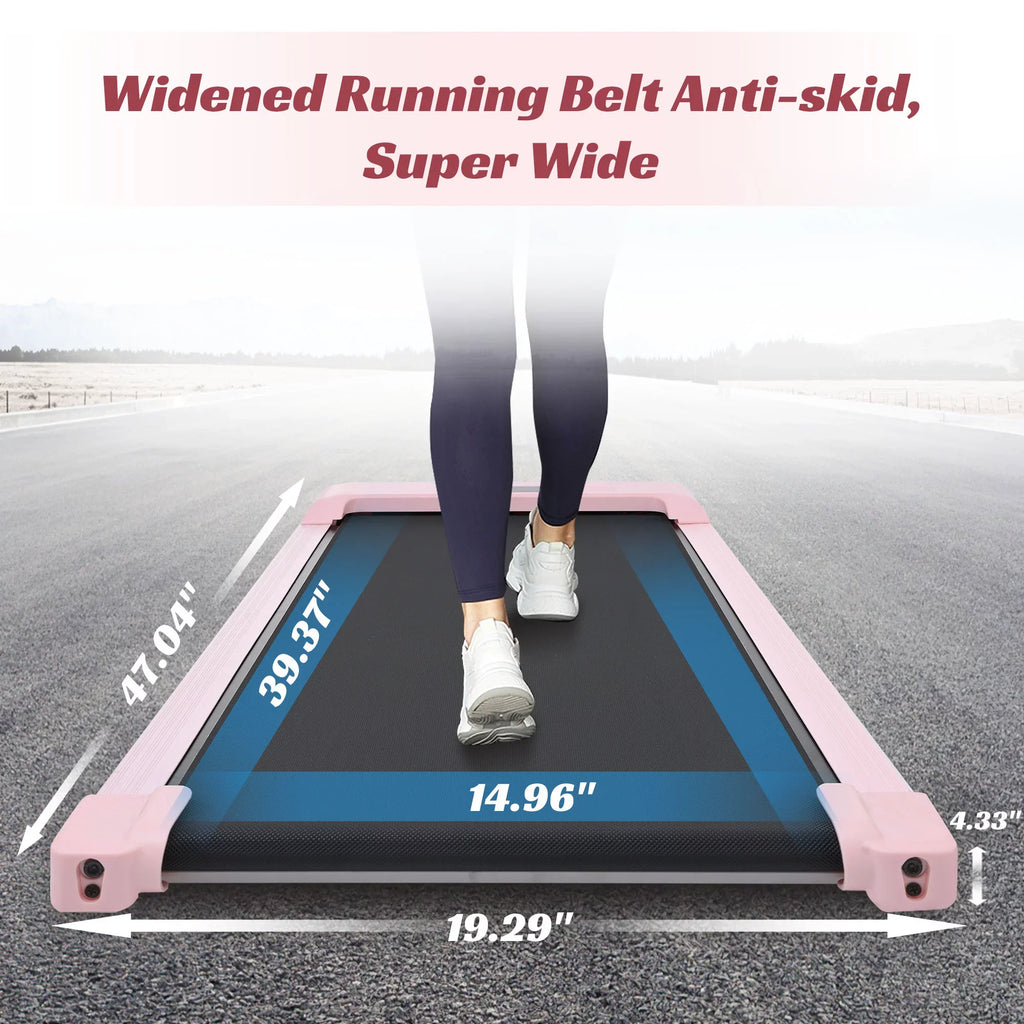 2 in 1 Under Desk Electric Treadmill 2.5HP, with Bluetooth APP and speaker, Remote Control, Display, Walking Jogging Running Machine Fitness Equipment for Home Gym Office, Pink